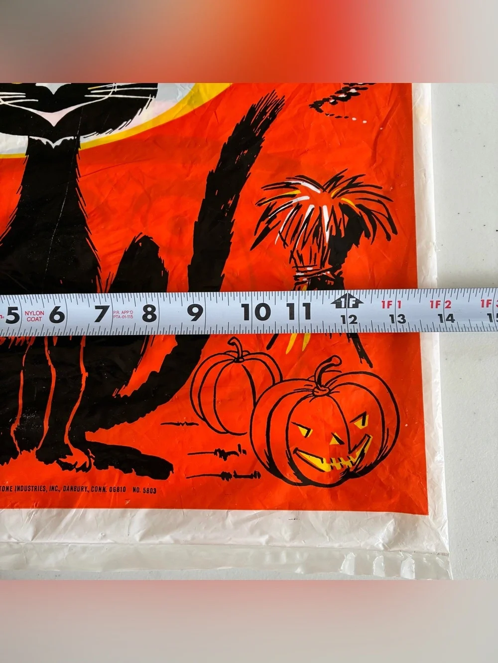 Vtg Halloween 2 Sided Black Cat Plastic Trick Or Treat Bag Witch Decoration Snap